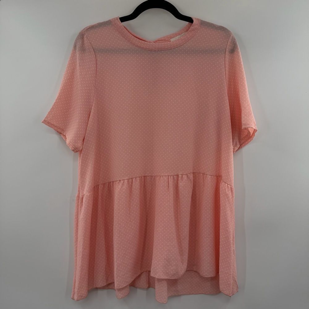 3For$20 Ella Mae Elegant Pink and White Polka Dot Blouse size: M